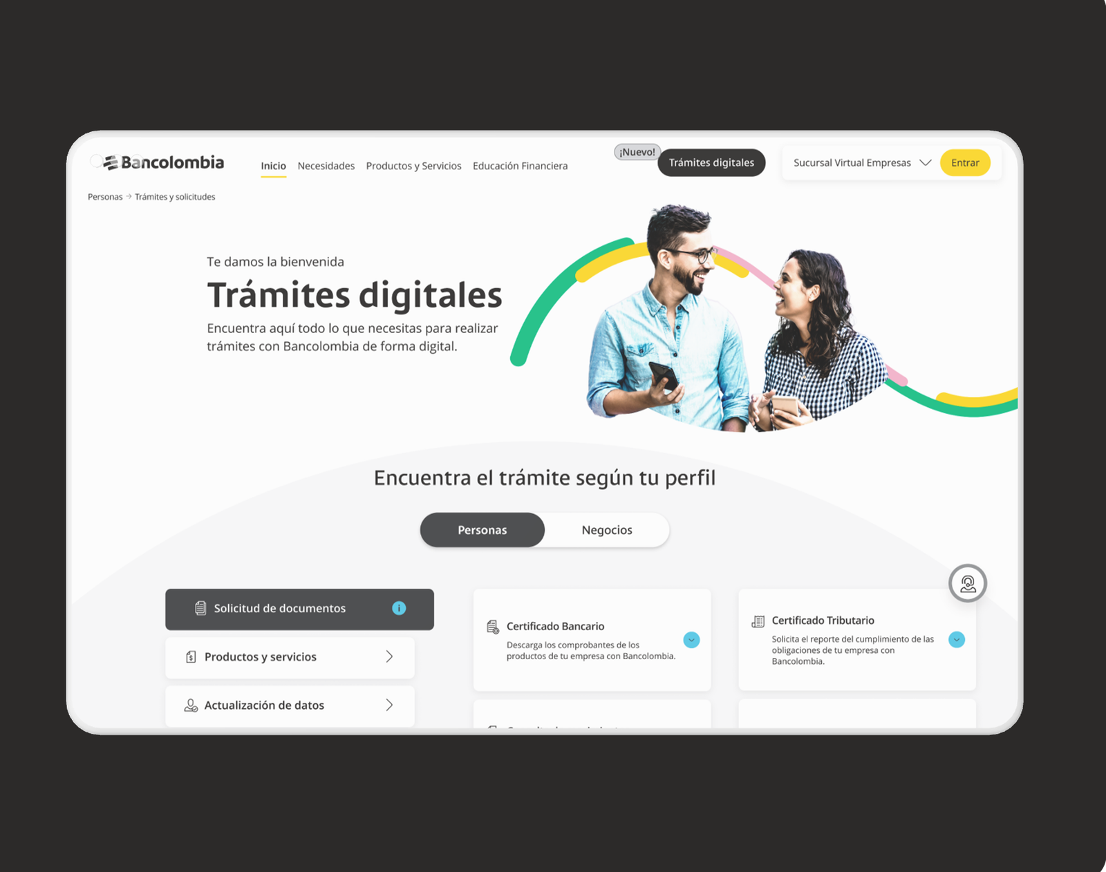 Bancolombia digital procedures web